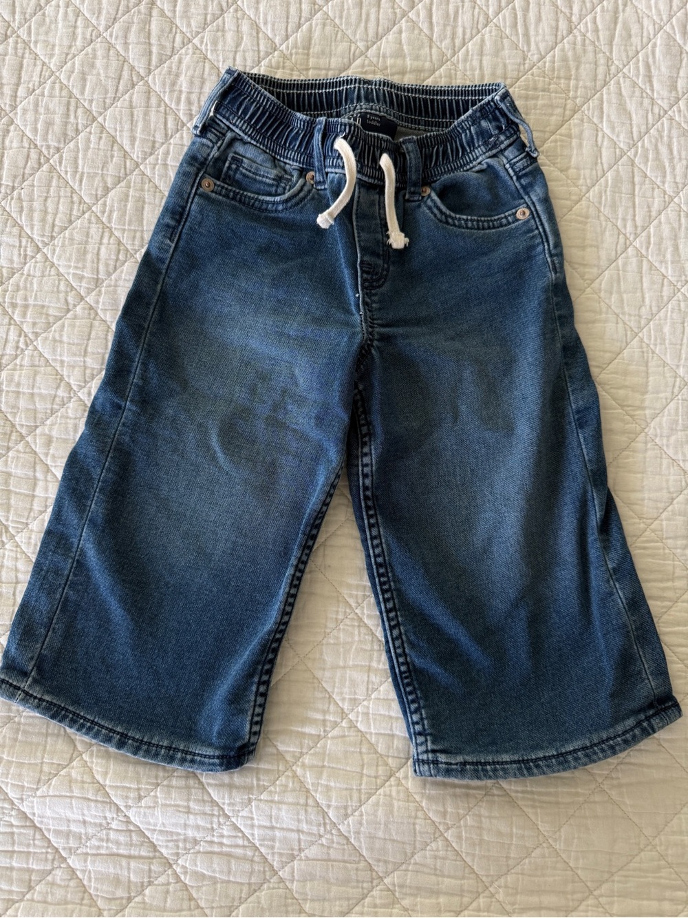 GAP Blue Elastic Waist Denim Shorts with Drawstring